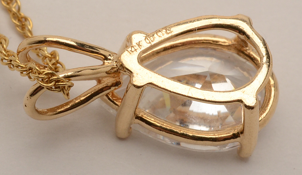 14K Yellow Gold Colorless Cubic Zirconia Necklace