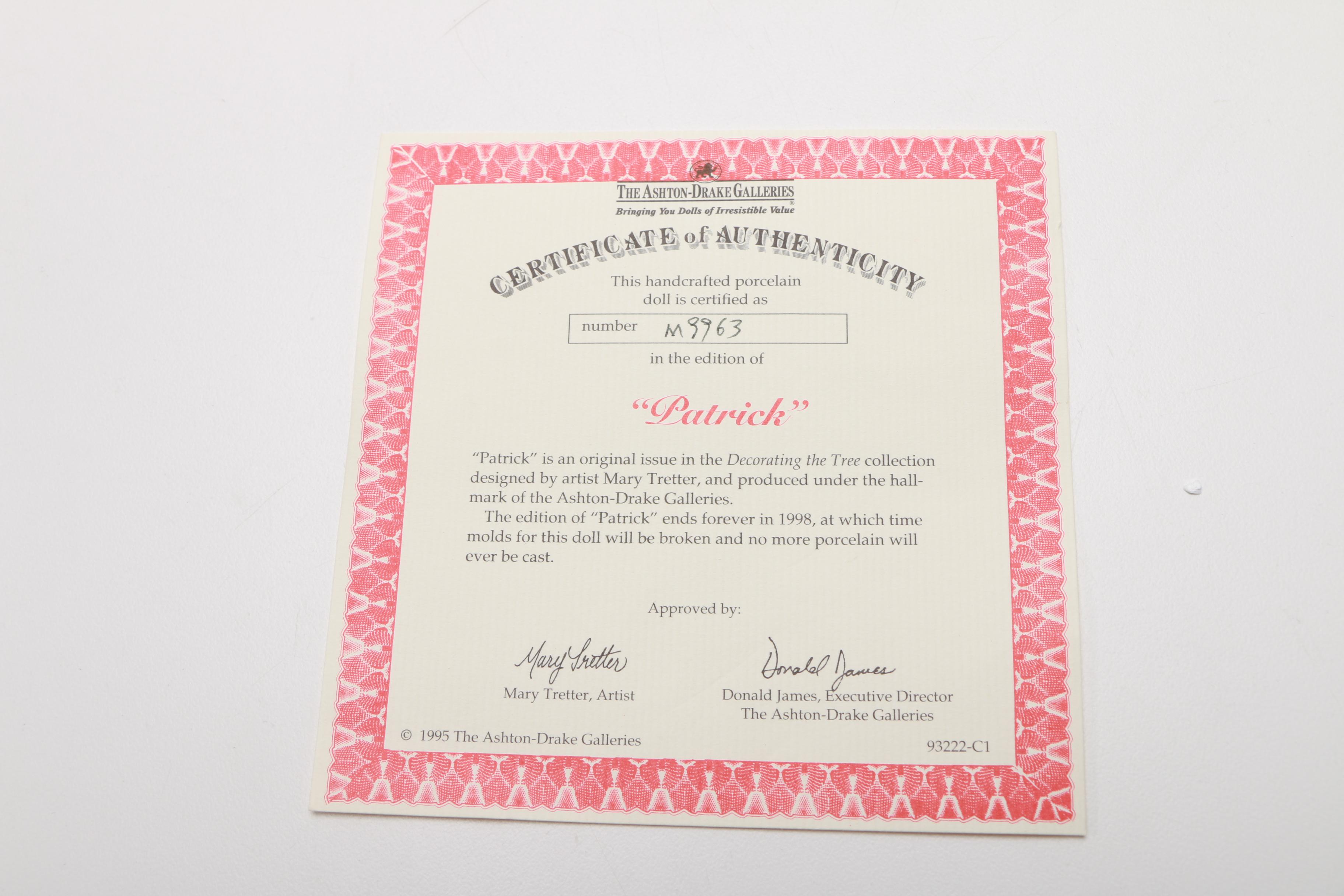 Limited Edition Ashton-Drake Galleries "Patrick" Porcelain Doll