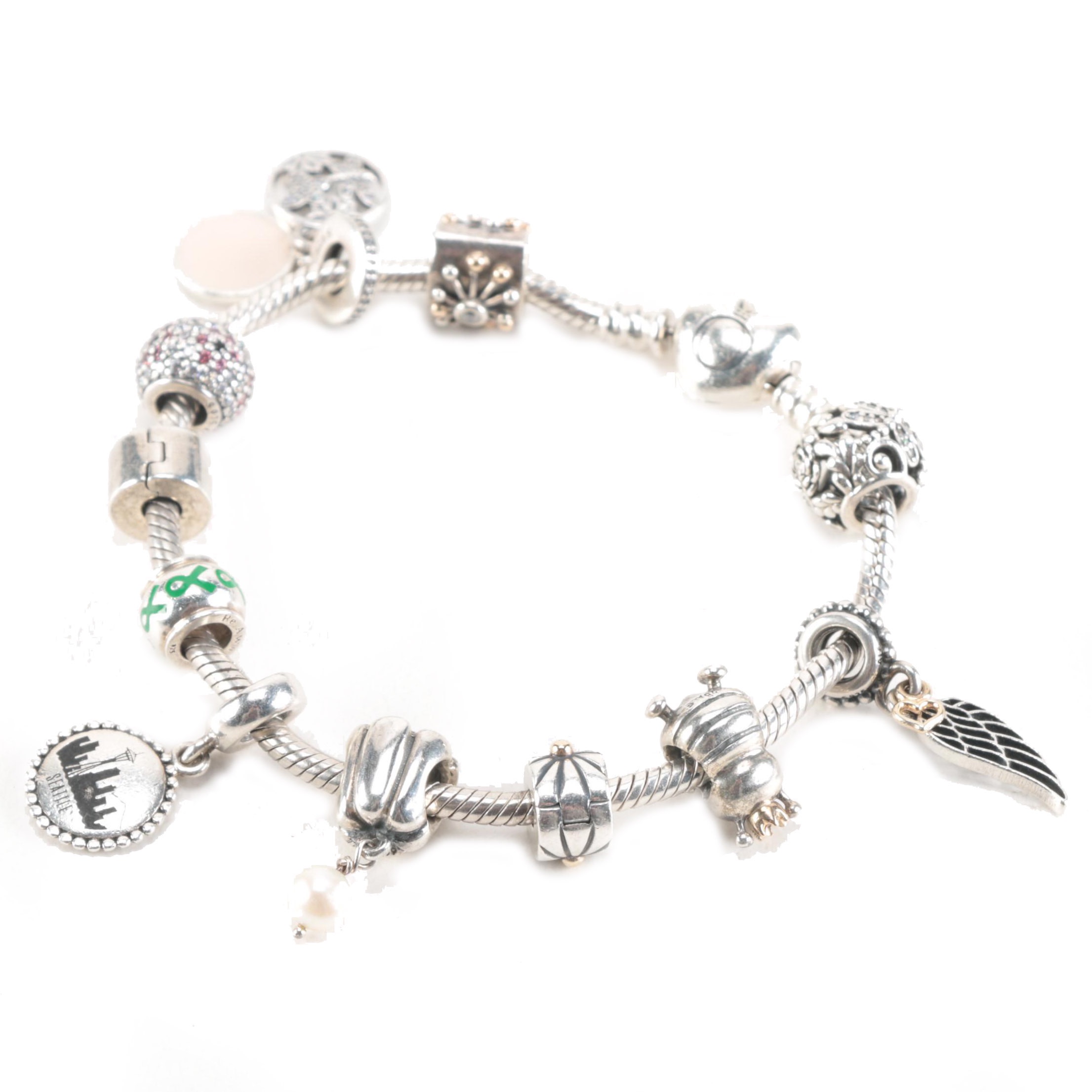 Pandora Sterling Bracelet and Charms