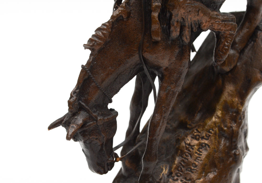 After Frederic Remington Franklin Mint Issue Bronze Sculpture "Mountain Man"