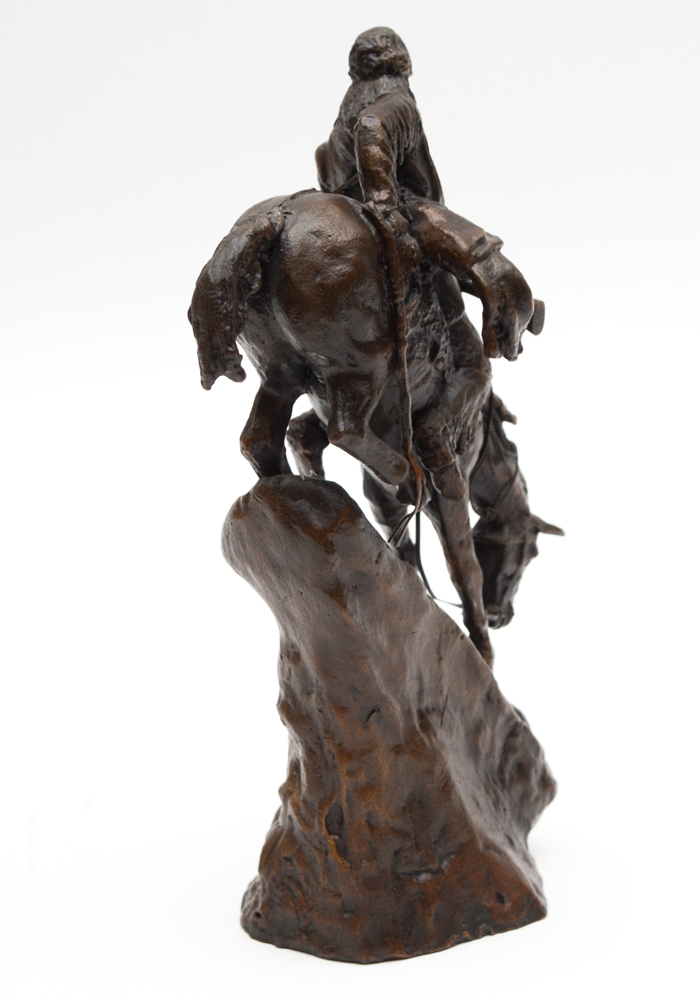 After Frederic Remington Franklin Mint Issue Bronze Sculpture "Mountain Man"