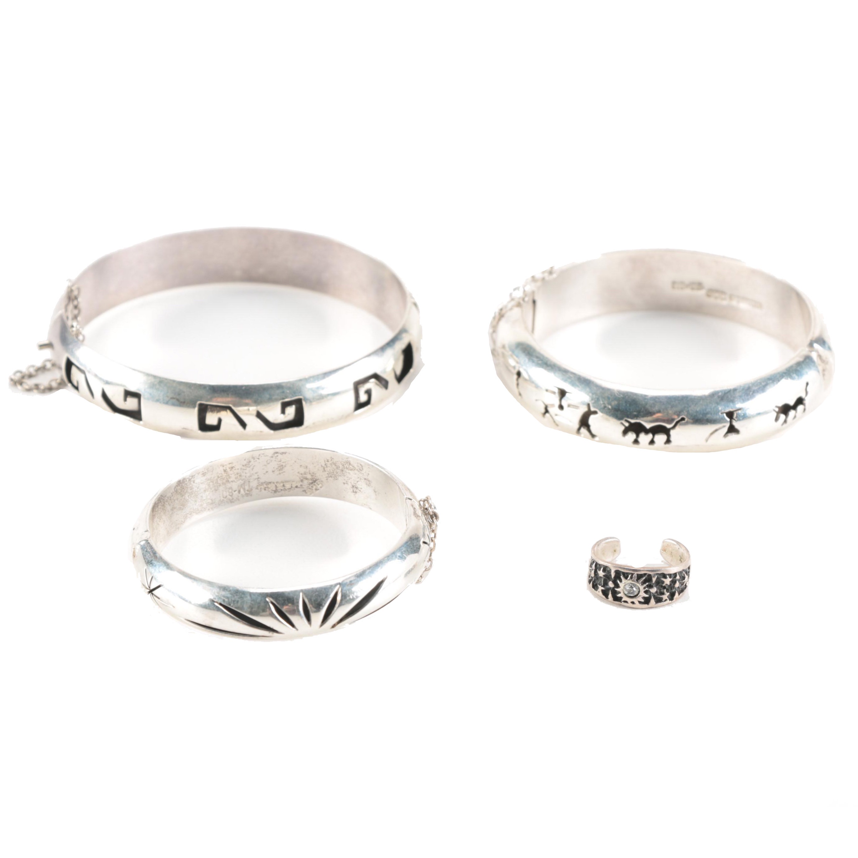 Sterling Hinged Bangles and Toe Ring
