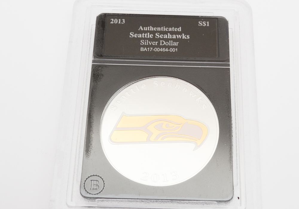 Bradford Exchange Limited Edition Seattle Seahawks 2013 Silver Fiji One Dollar Coin
