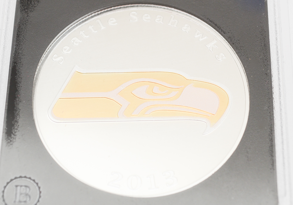 Bradford Exchange Limited Edition Seattle Seahawks 2013 Silver Fiji One Dollar Coin