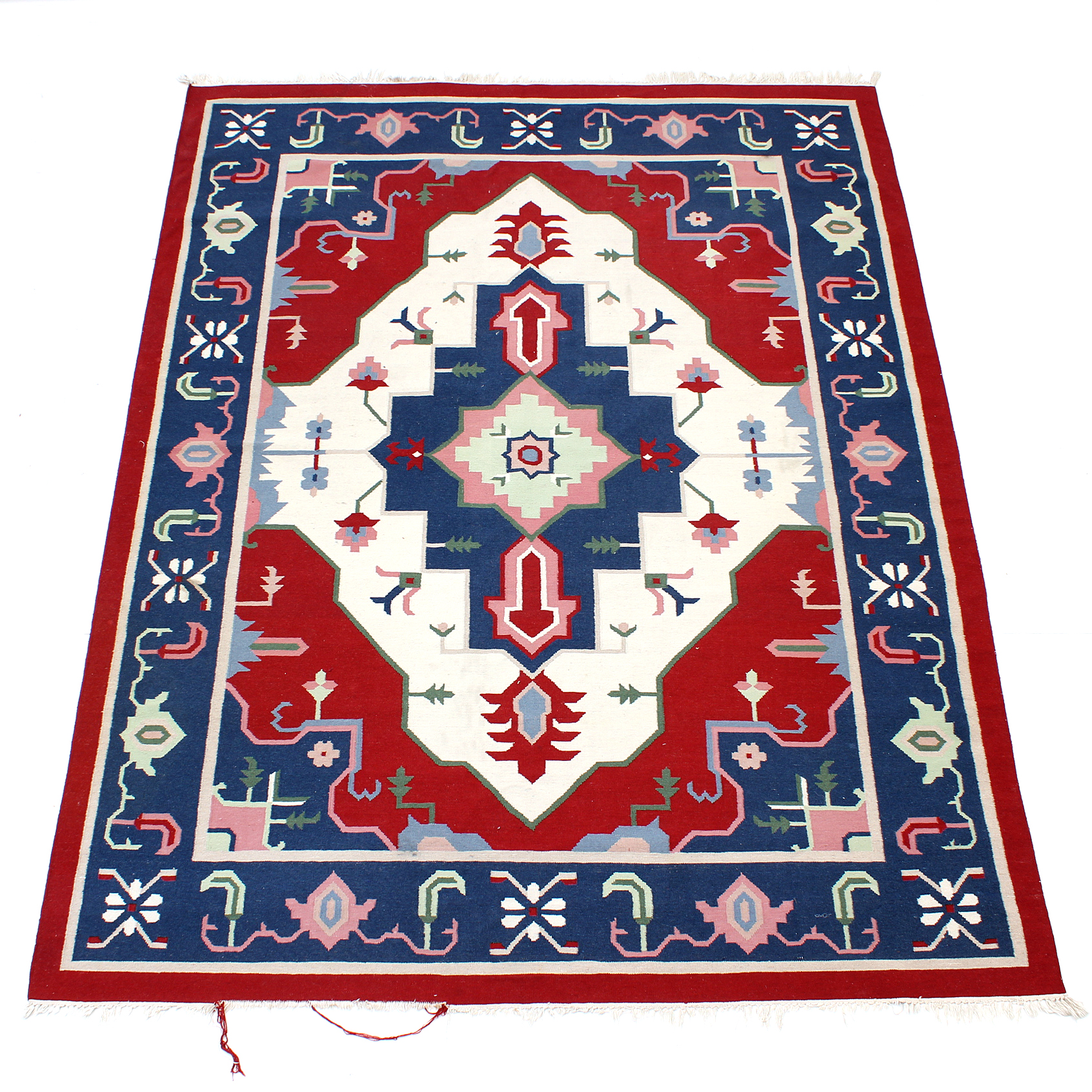 Vintage Handwoven Flat Weave Dhurrie Area Rug