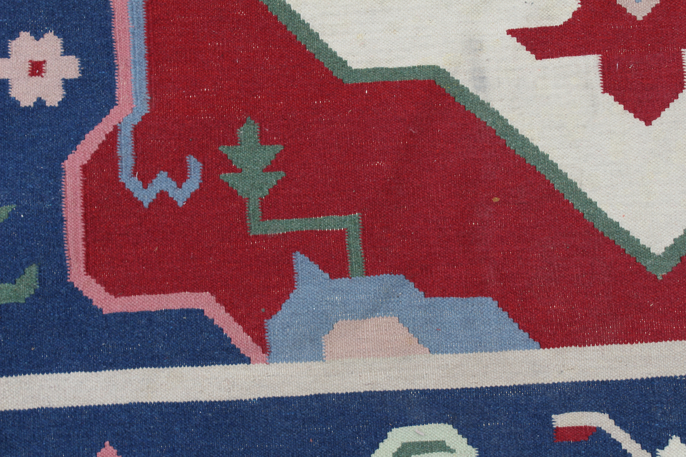 Vintage Handwoven Flat Weave Dhurrie Area Rug