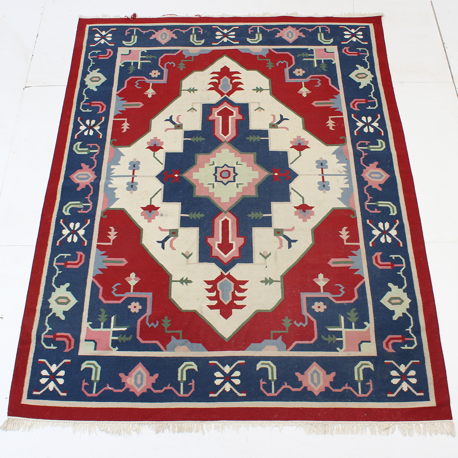 Vintage Handwoven Flat Weave Dhurrie Area Rug