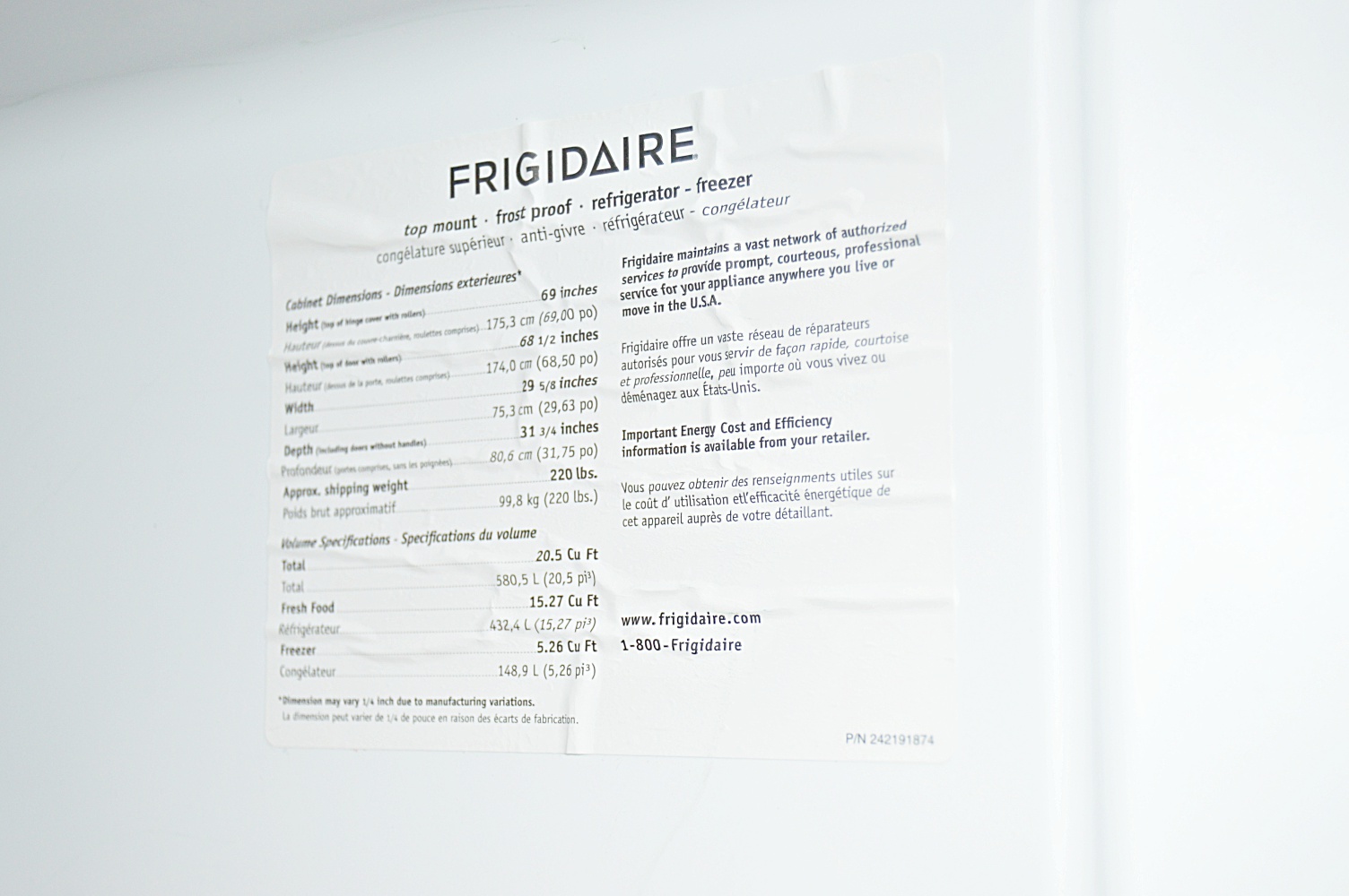 Frigidaire Refrigerator-Freezer
