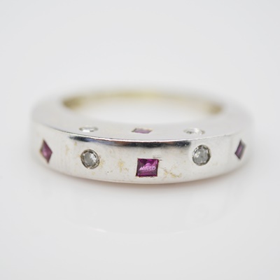 Raul Haas 14K White Gold Diamond and Ruby Ring