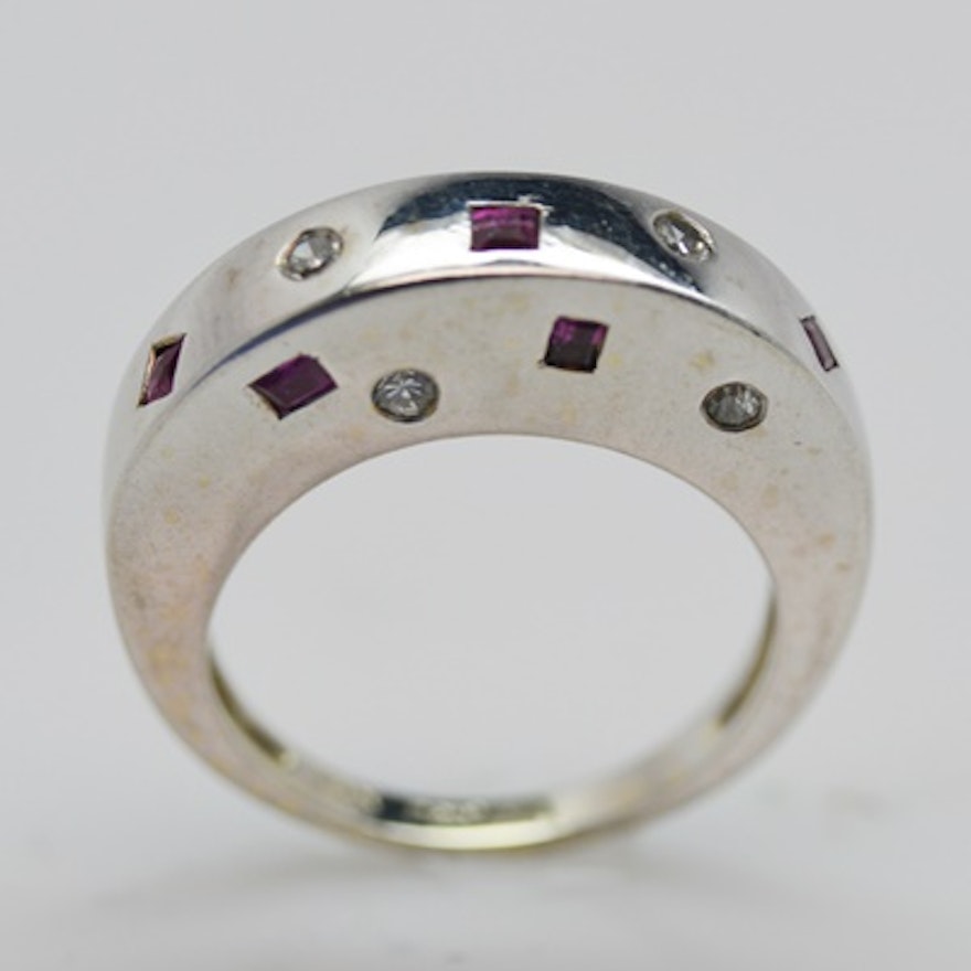 Raul Haas 14K White Gold Diamond and Ruby Ring