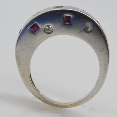 Raul Haas 14K White Gold Diamond and Ruby Ring
