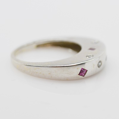 Raul Haas 14K White Gold Diamond and Ruby Ring