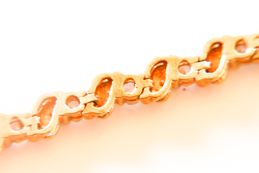 Gold Tone Sterling Silver Tennis Bracelet With Cubic Zirconia