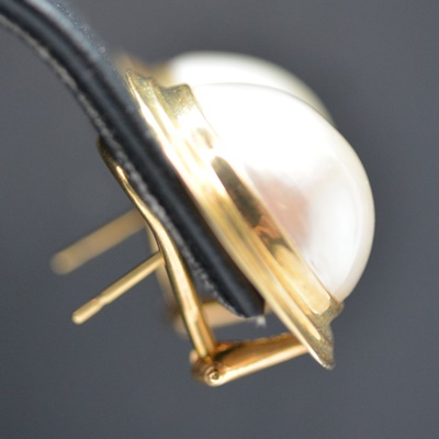 14K Yellow Gold Mabé Pearl Pierced Earrings