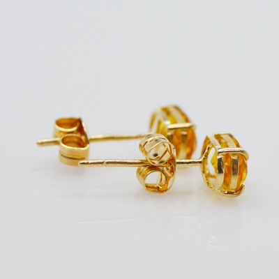 14K Yellow Gold Citrine Stud Pierced Earrings