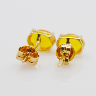 14K Yellow Gold Citrine Stud Pierced Earrings