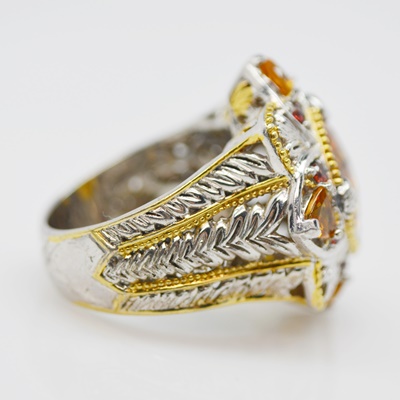 Sterling Silver Citrine and Garnet Ring