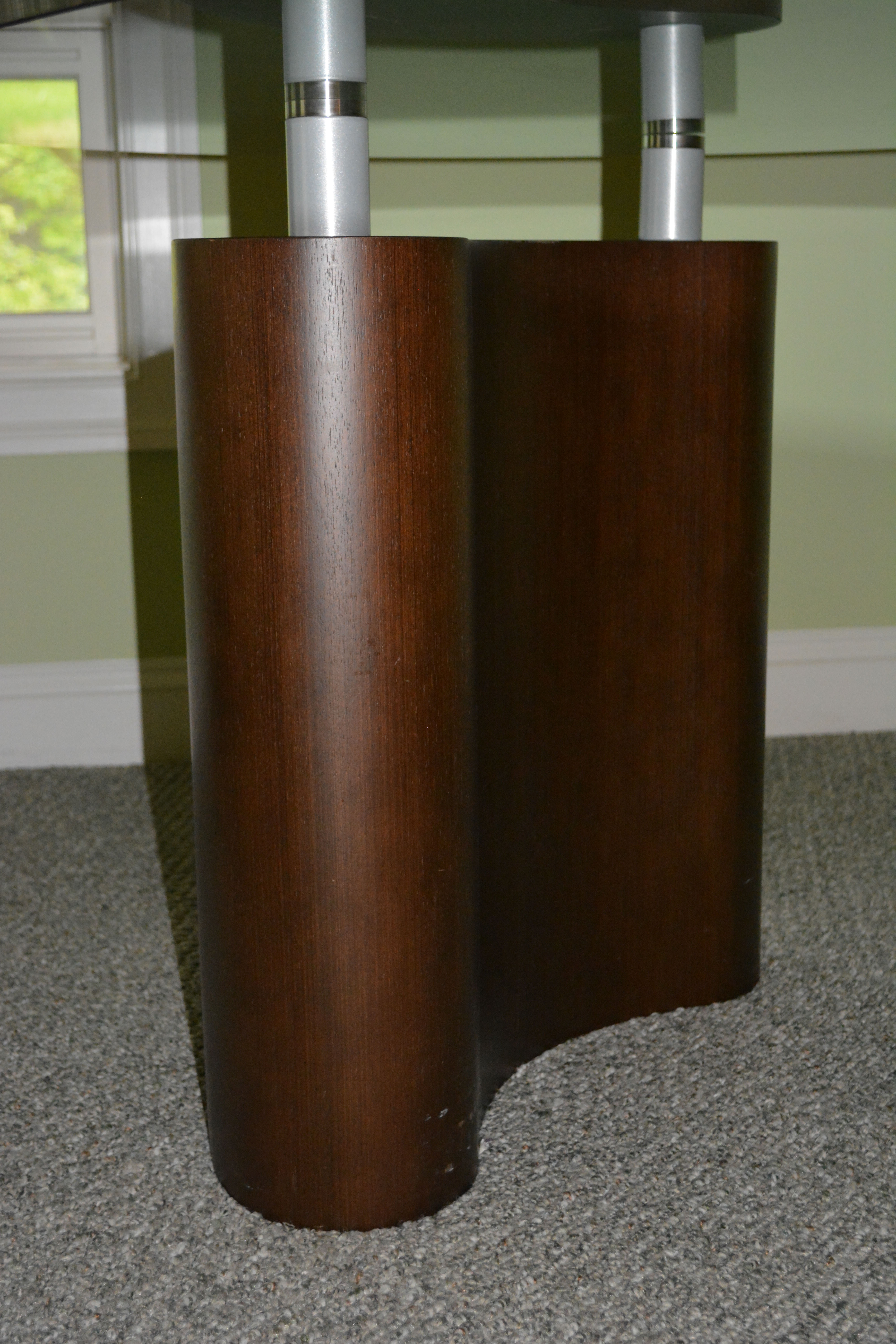 Contemporary Kidney Shaped Glass Top Desk