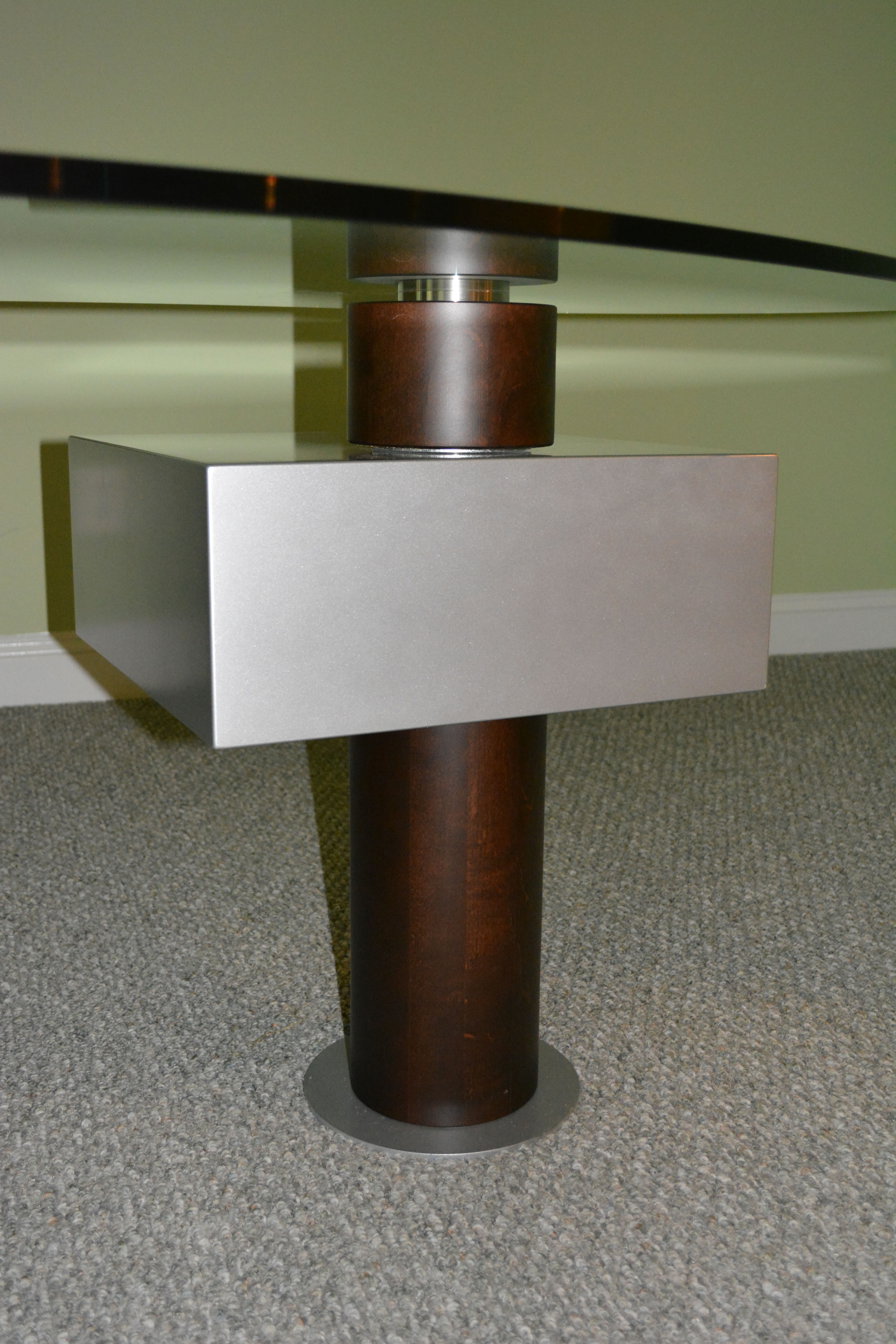 Contemporary Kidney Shaped Glass Top Desk