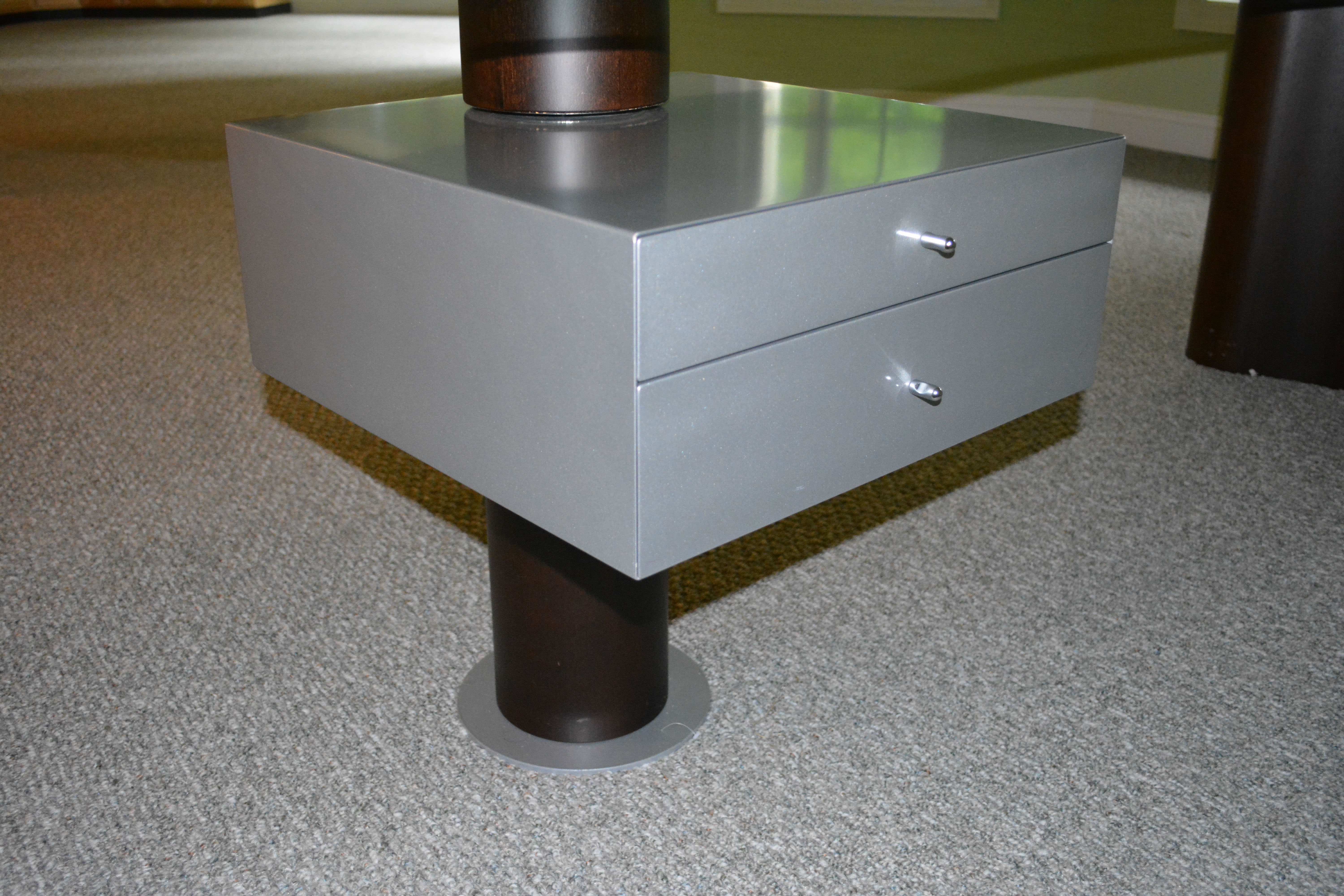 Contemporary Kidney Shaped Glass Top Desk