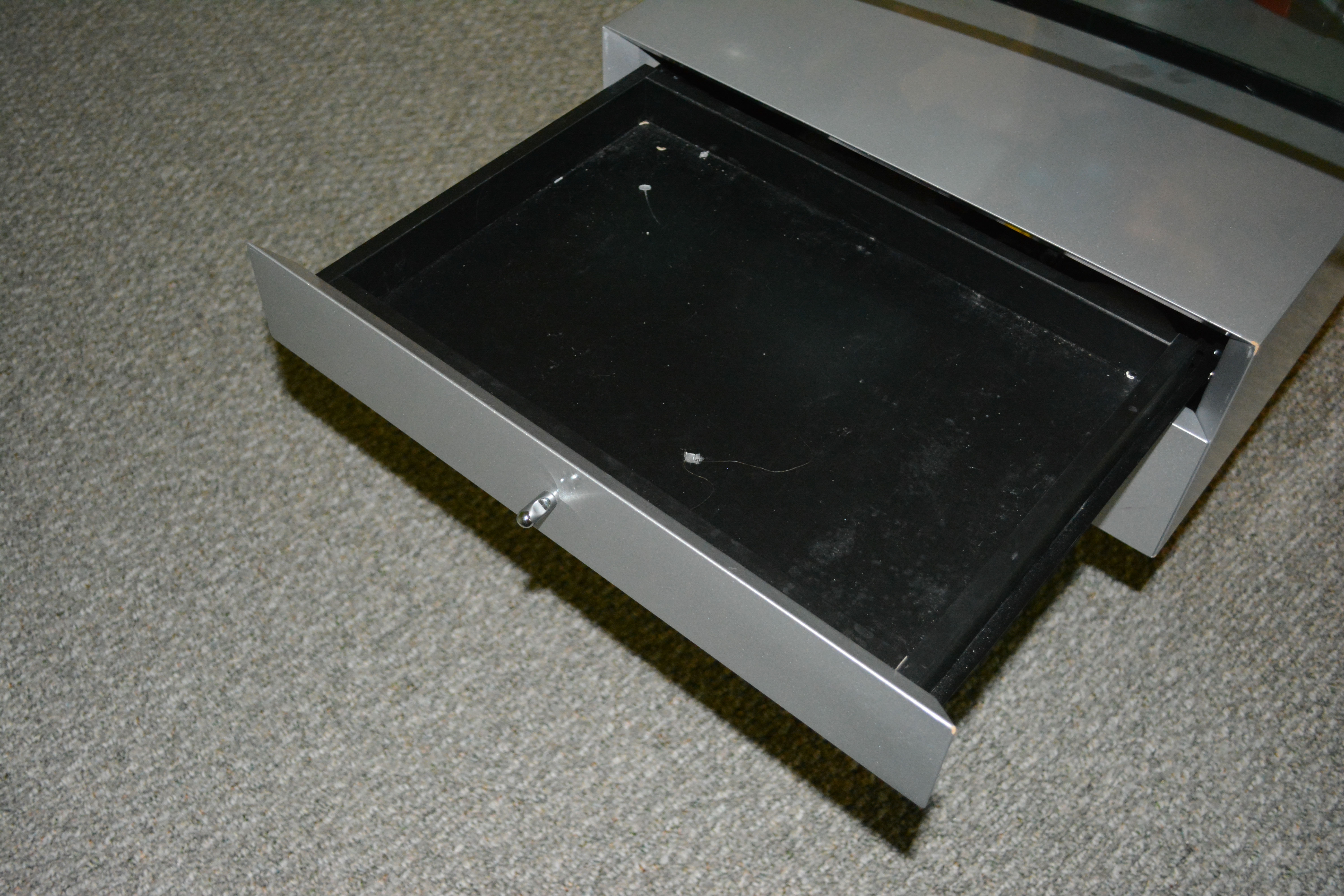 Contemporary Kidney Shaped Glass Top Desk