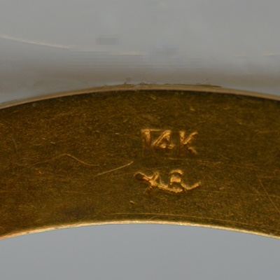 Victorian 14K Yellow Gold Enamel Crescent Brooch