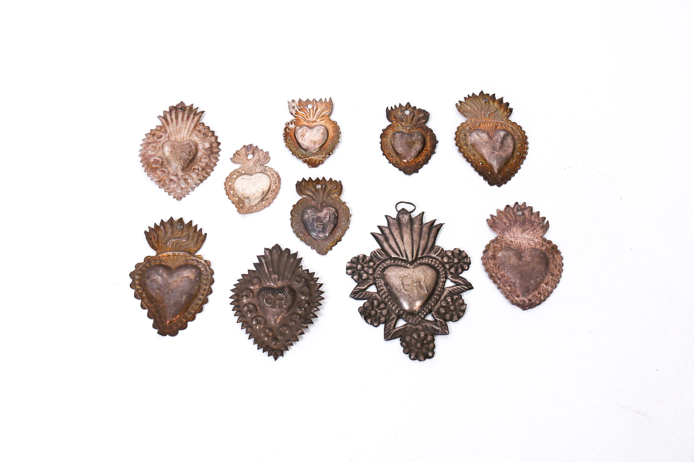 Sterling Silver Mexican Milagro Heart Pendants