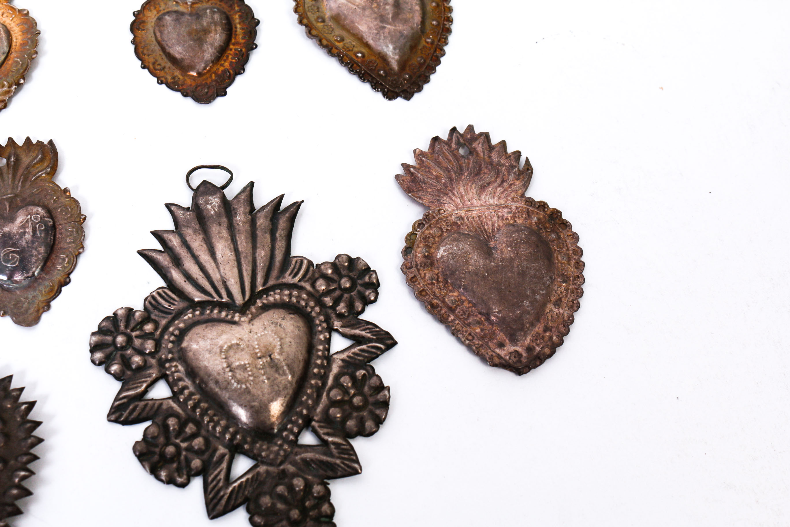 Sterling Silver Mexican Milagro Heart Pendants