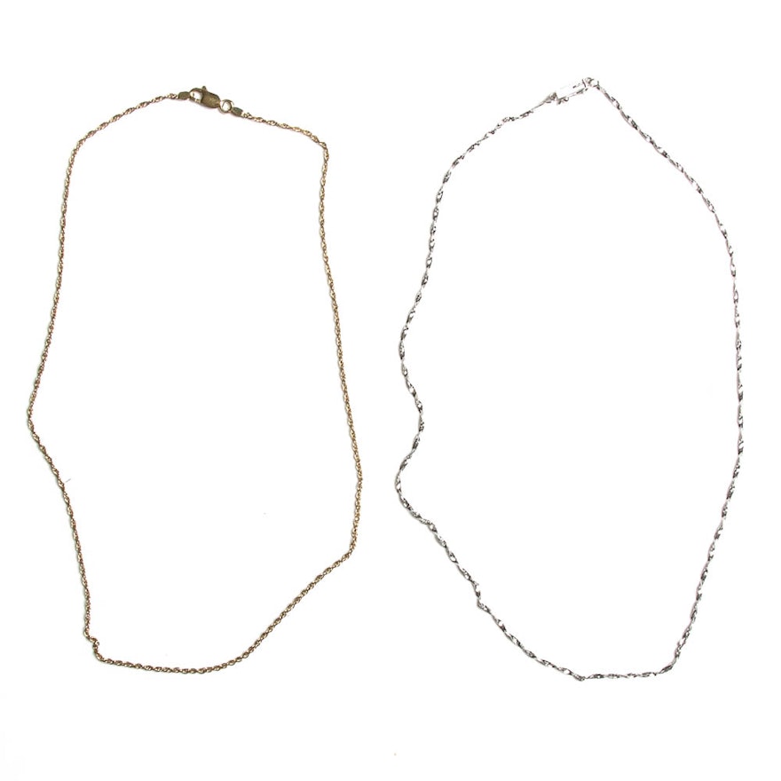 Gold Necklace And White Gold Necklace