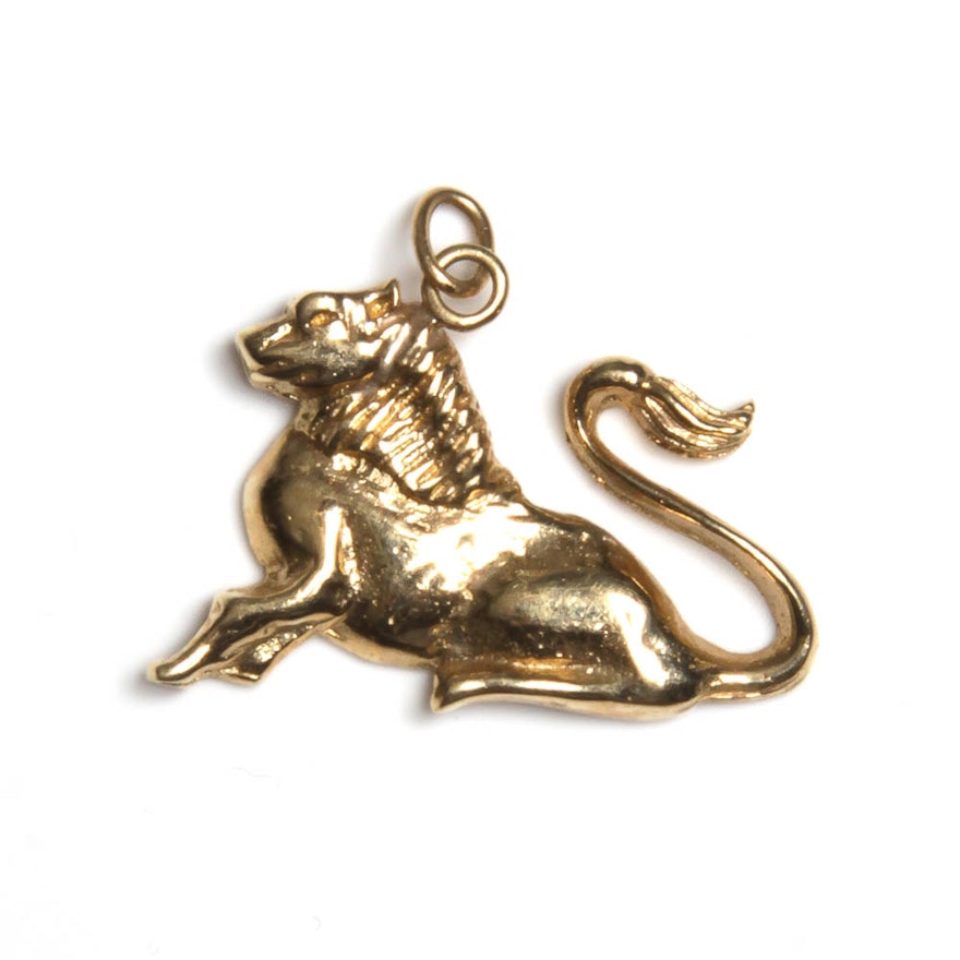 14K Yellow Gold Lion Pendant