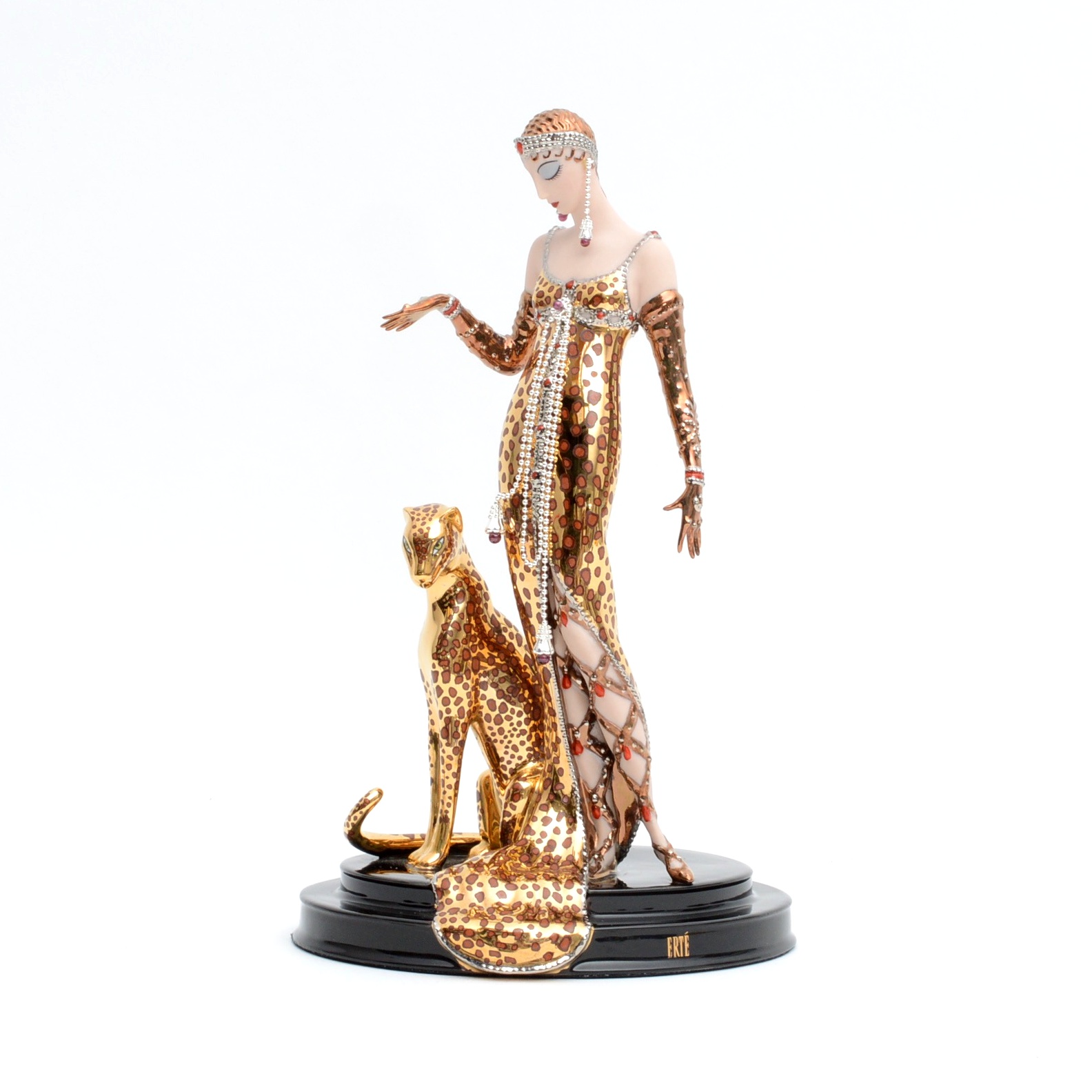 Erté Reproduction Porcelain Sculpture "Ocelot" By Franklin Mint