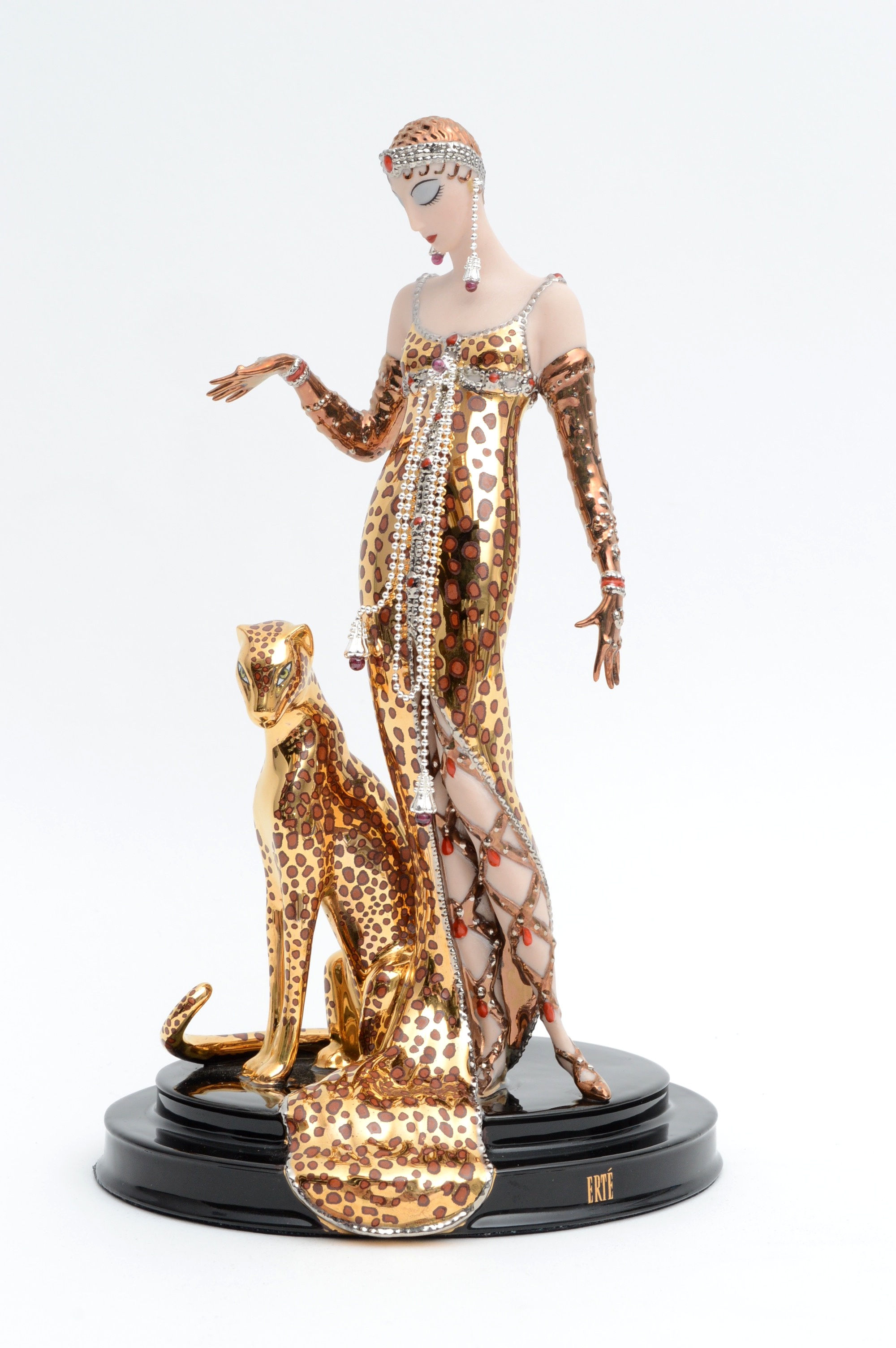 Erté Reproduction Porcelain Sculpture "Ocelot" By Franklin Mint