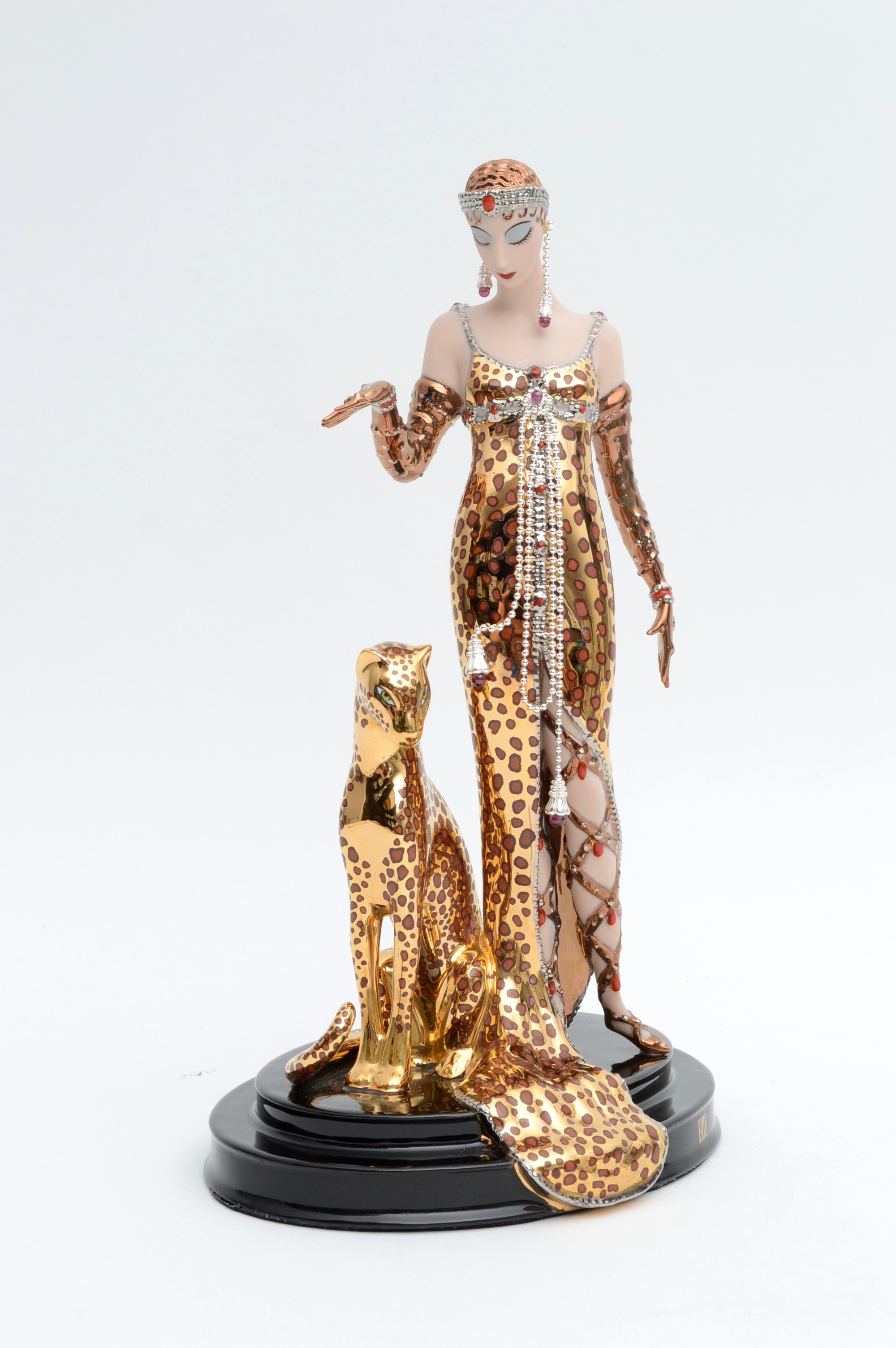 Erté Reproduction Porcelain Sculpture "Ocelot" By Franklin Mint