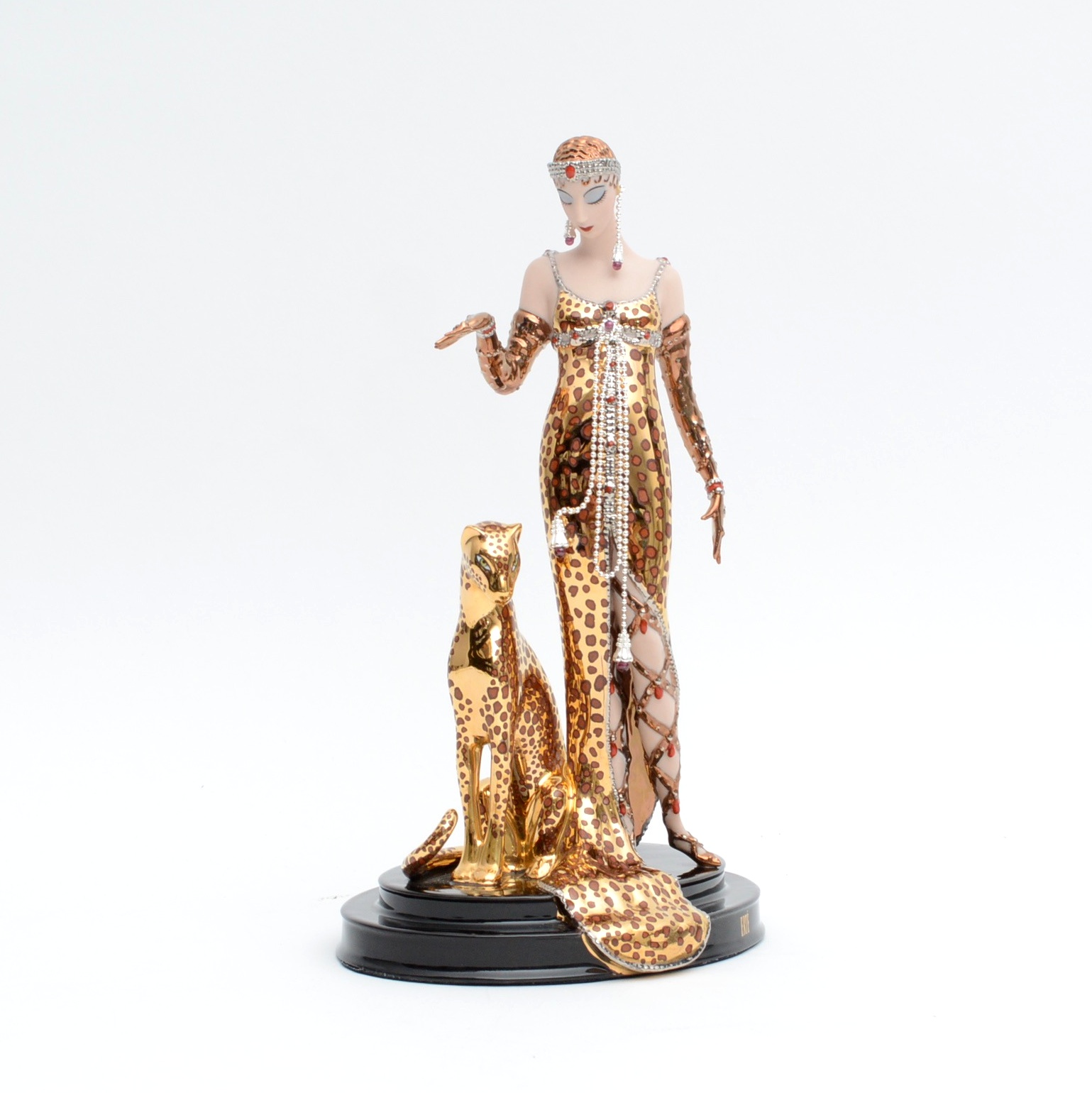 Erté Reproduction Porcelain Sculpture "Ocelot" By Franklin Mint