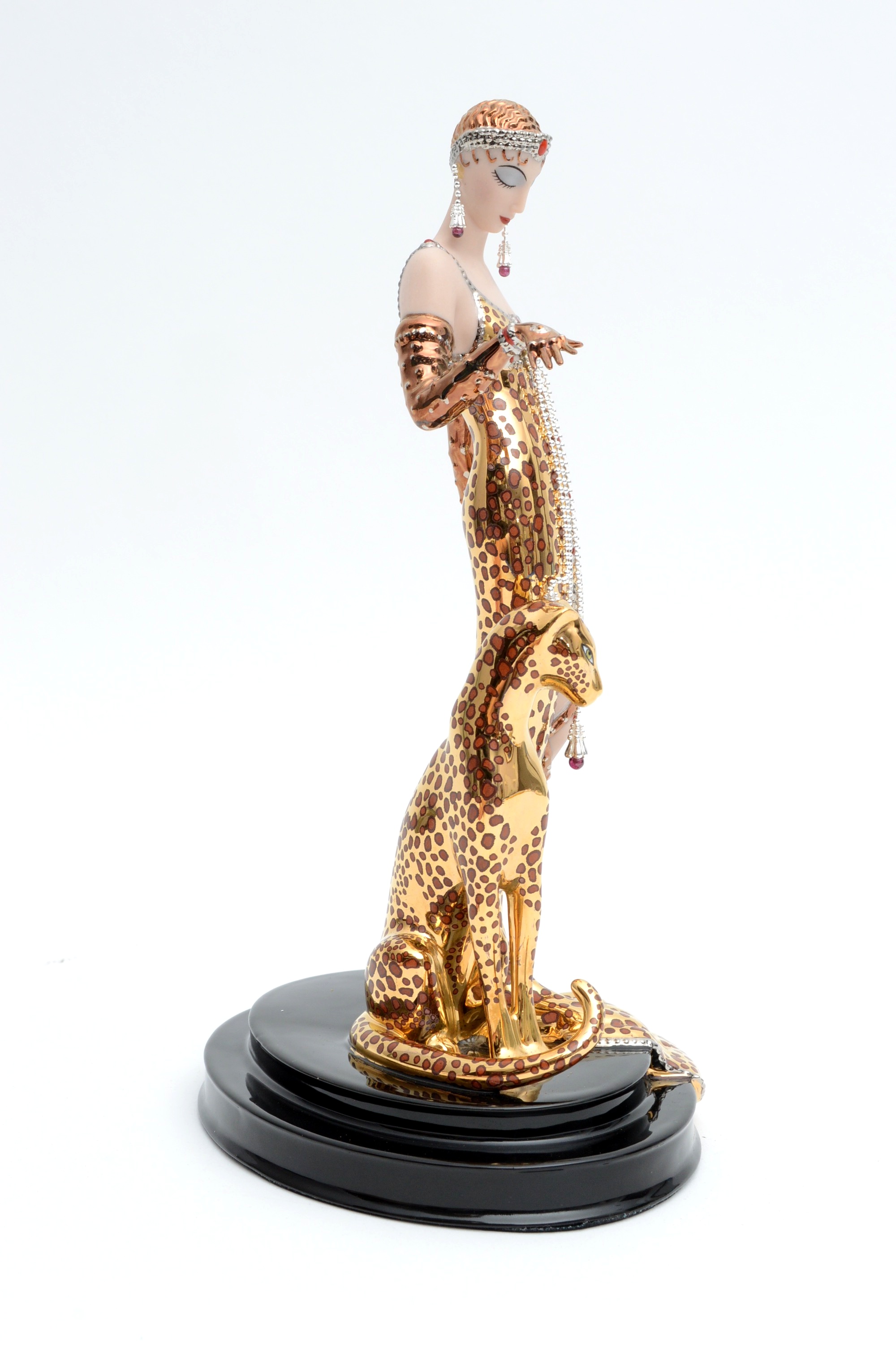 Erté Reproduction Porcelain Sculpture "Ocelot" By Franklin Mint