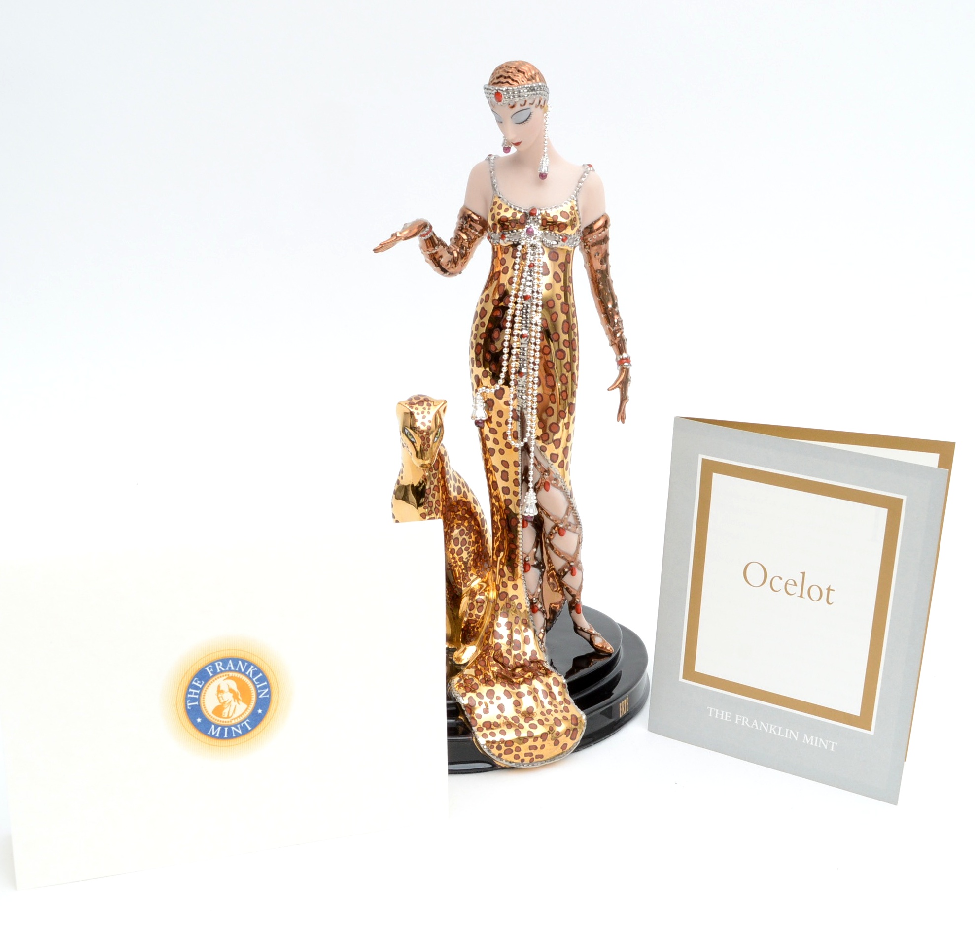 Erté Reproduction Porcelain Sculpture "Ocelot" By Franklin Mint