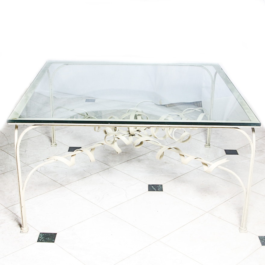 Metal Coffee Table with Glass Top