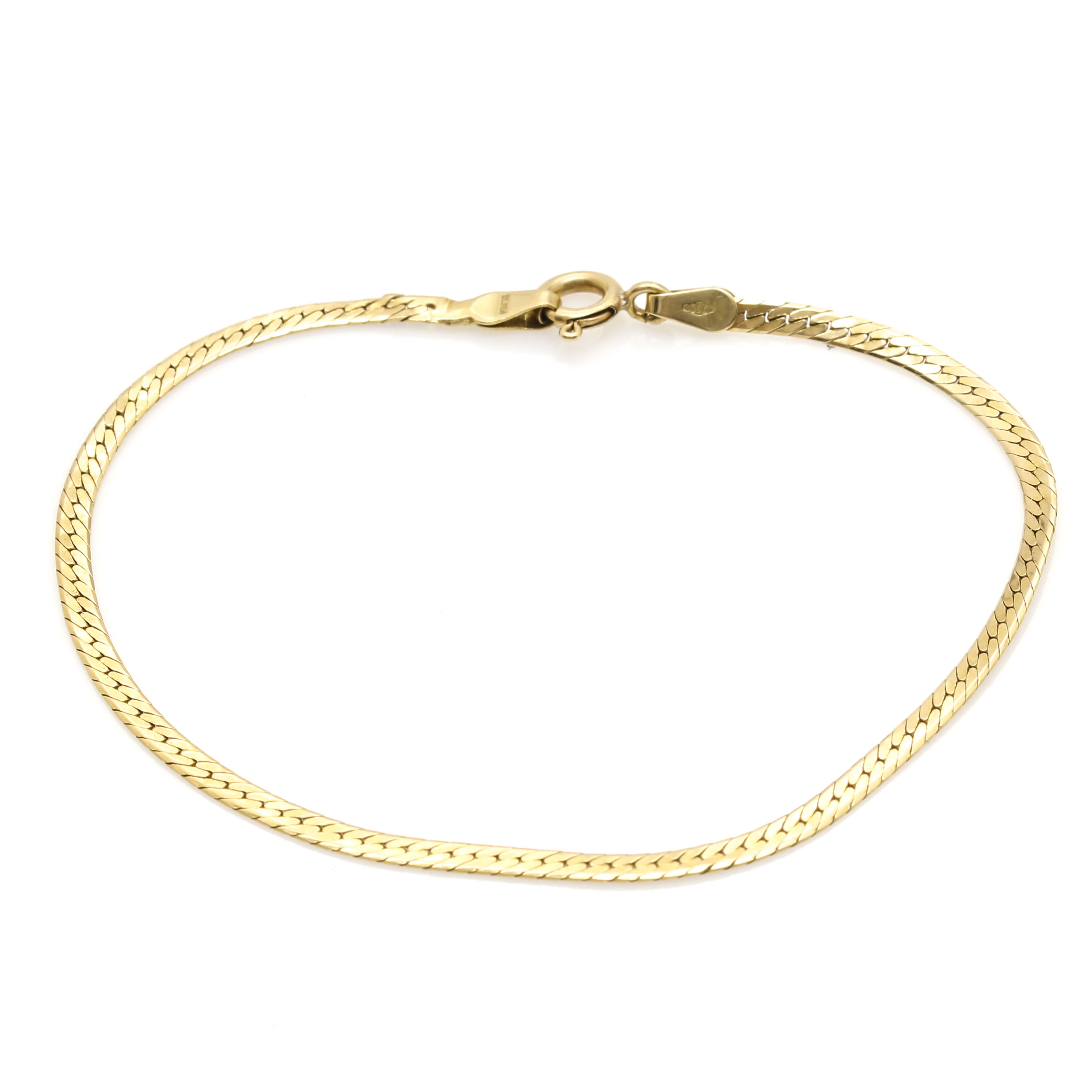 18K Yellow Gold Herringbone Chain Bracelet