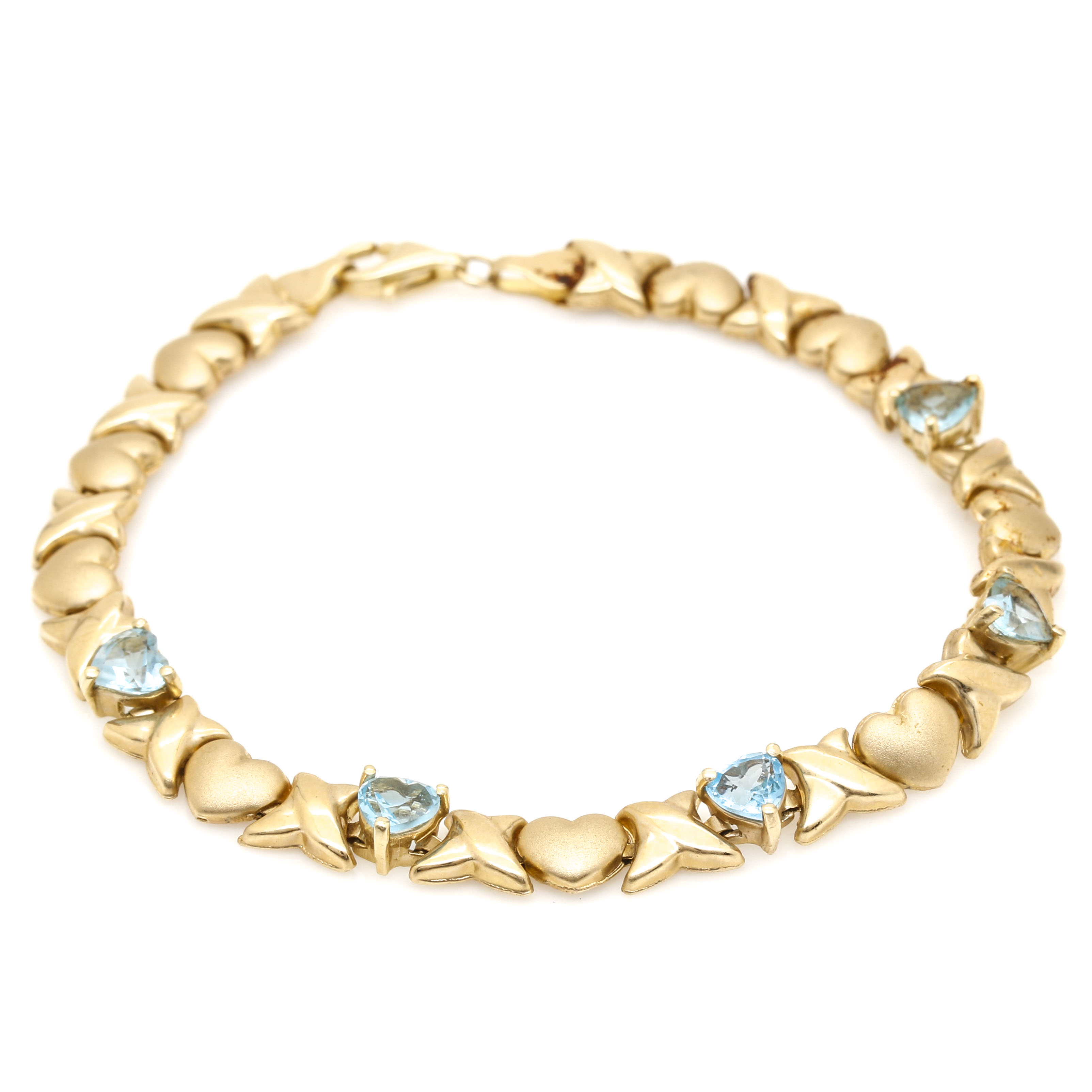 10K Yellow Gold Blue Topaz Bracelet