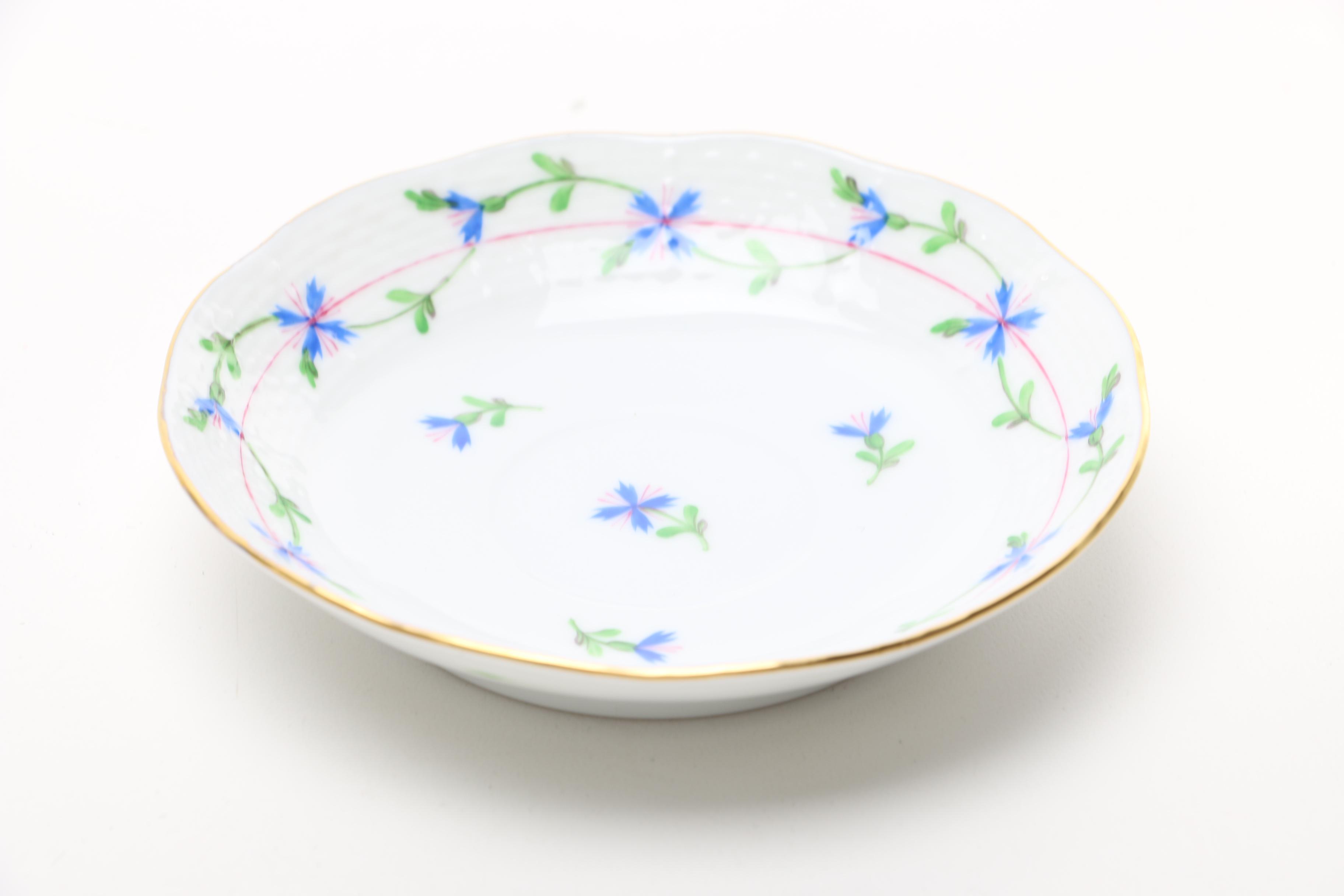 Herend from Hungary Complete Demitasse Set for Twelve in the "Blue Garland" Pattern