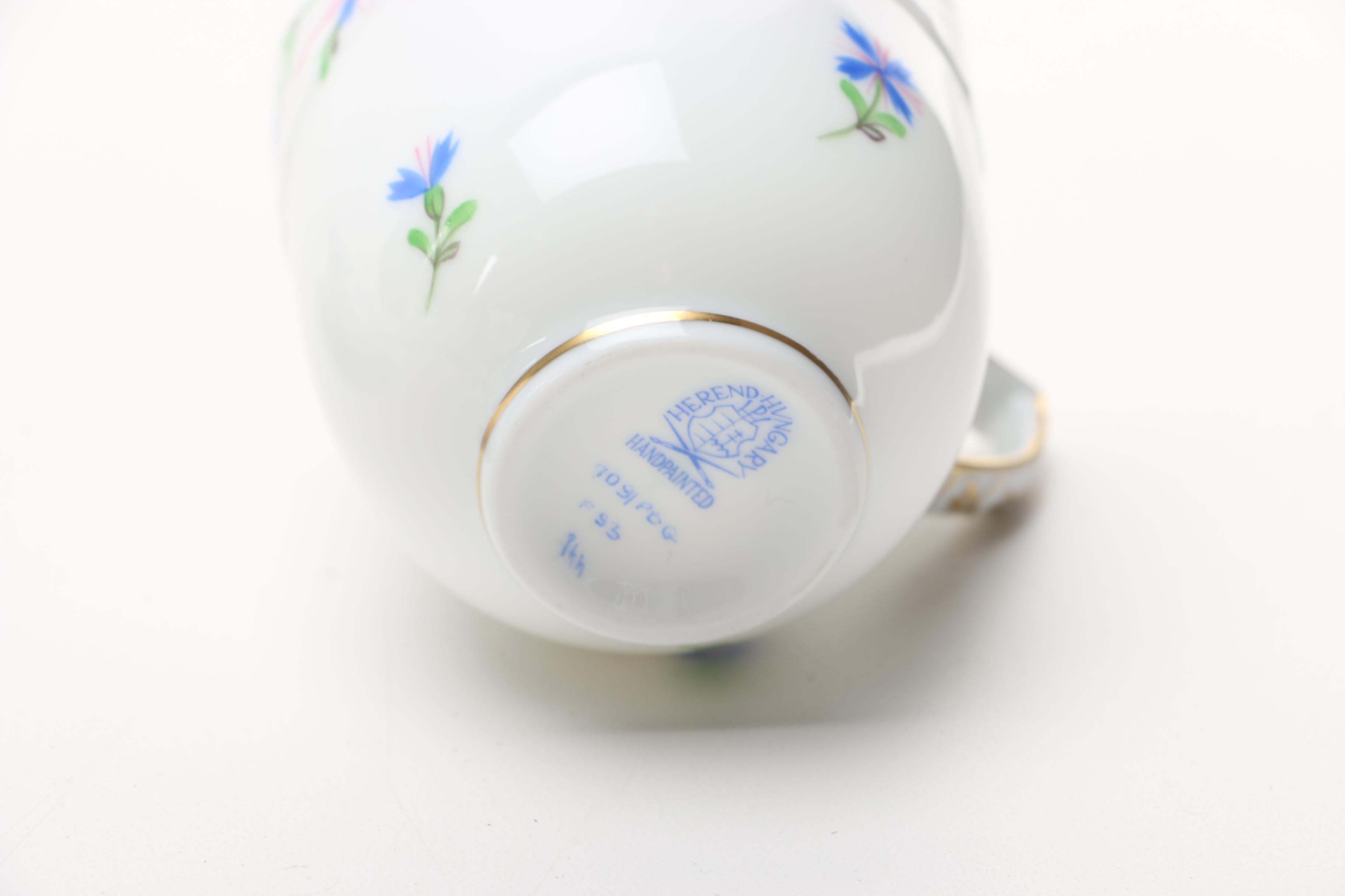 Herend from Hungary Complete Demitasse Set for Twelve in the "Blue Garland" Pattern