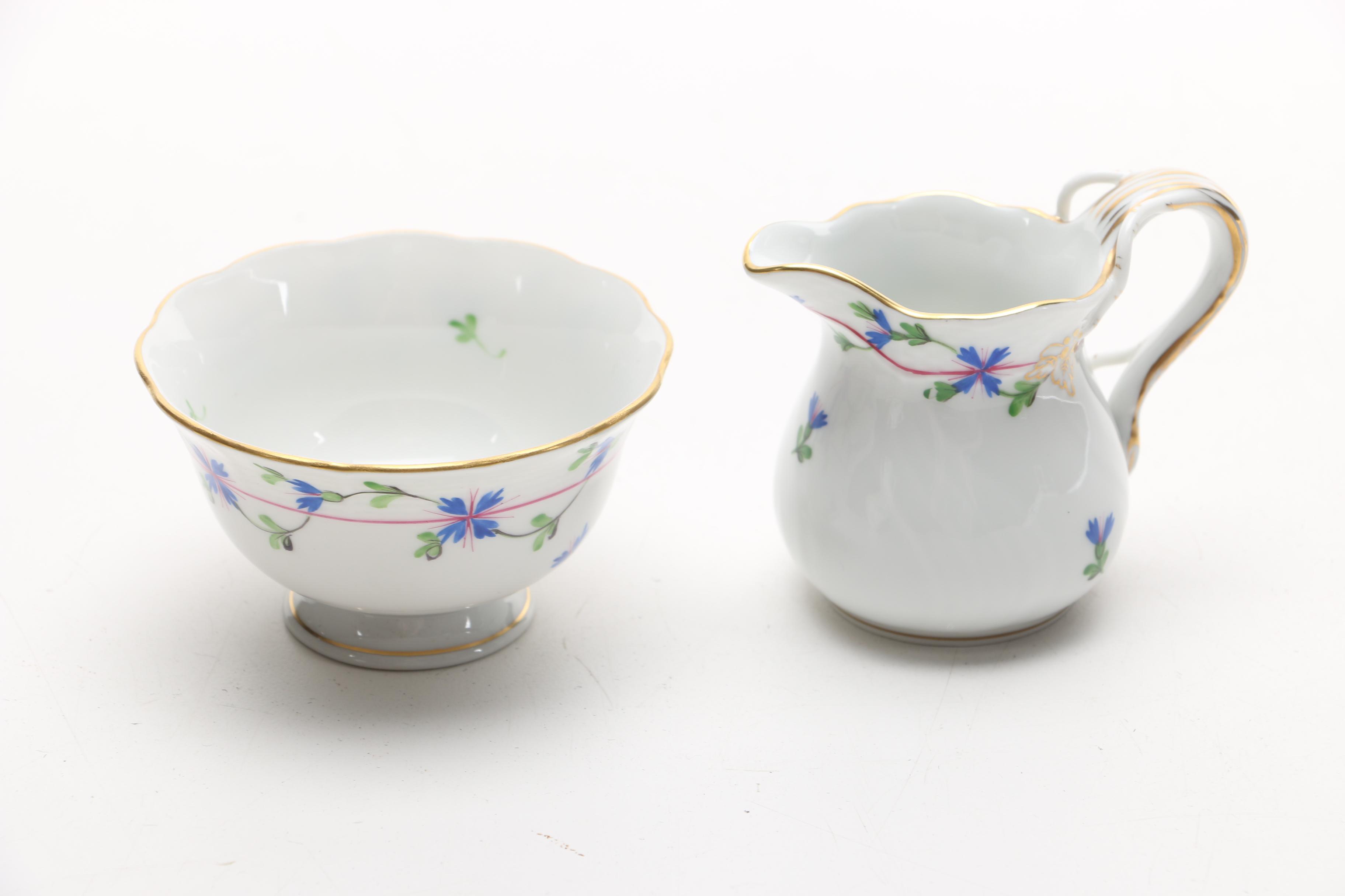 Herend from Hungary Complete Demitasse Set for Twelve in the "Blue Garland" Pattern