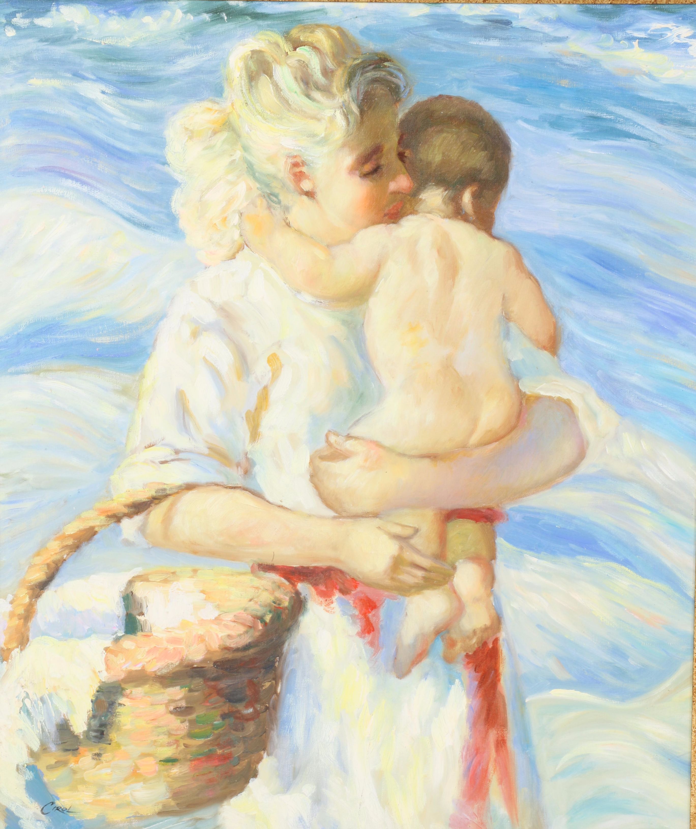 Cirol Oil Painting of a Mother and Child