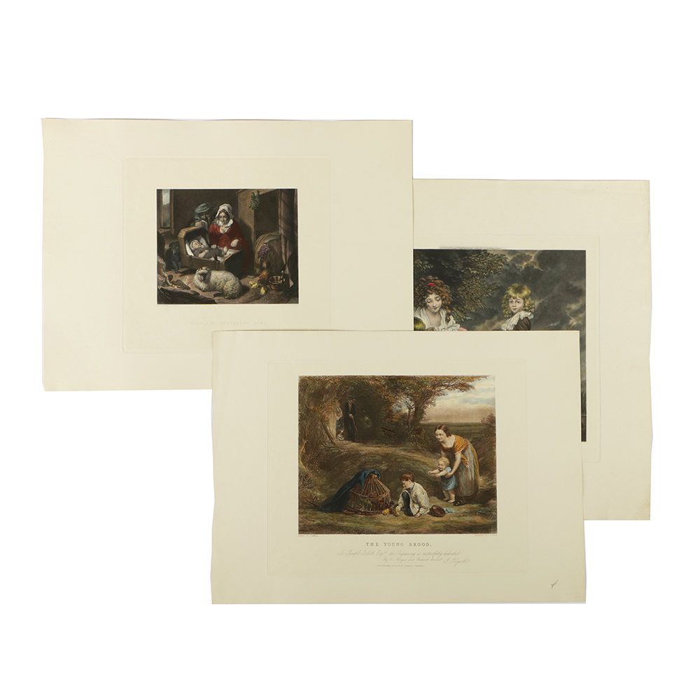 Hand-Colored Reproduction Engravings on Paper of Children Genre Scenes