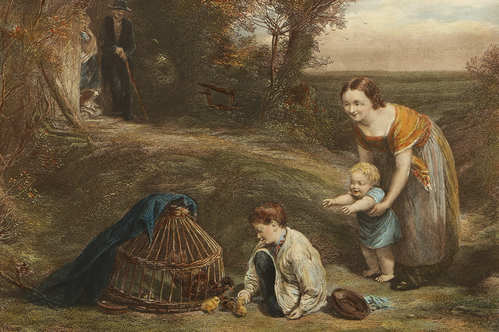 Hand-Colored Reproduction Engravings on Paper of Children Genre Scenes