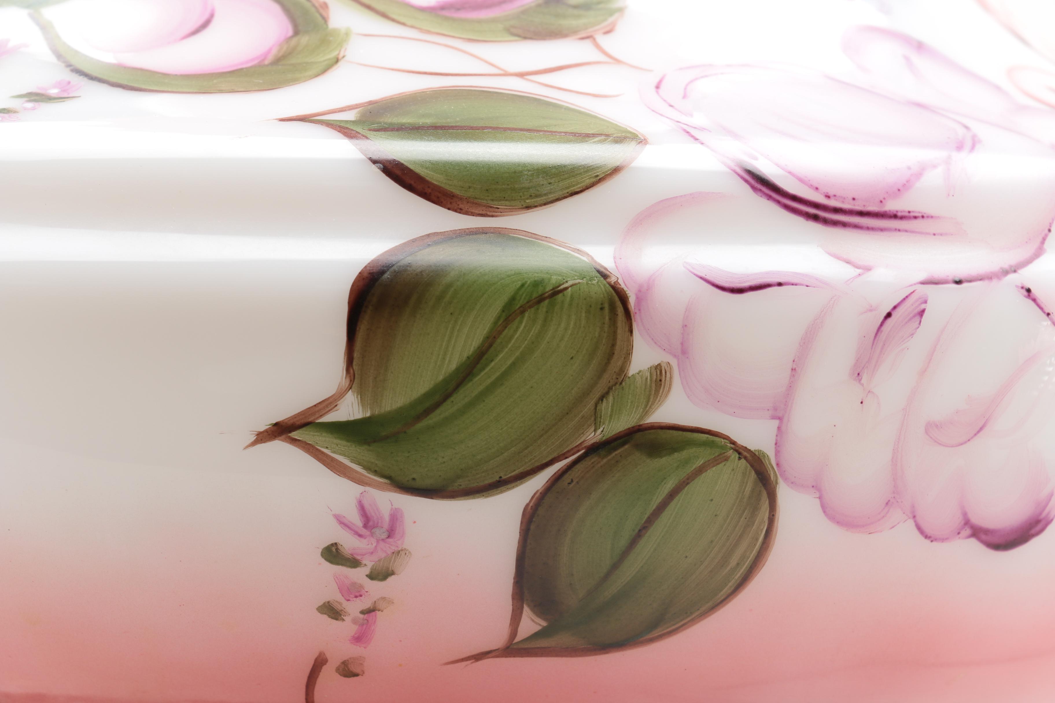 Vintage Pink Floral Glass Lamp