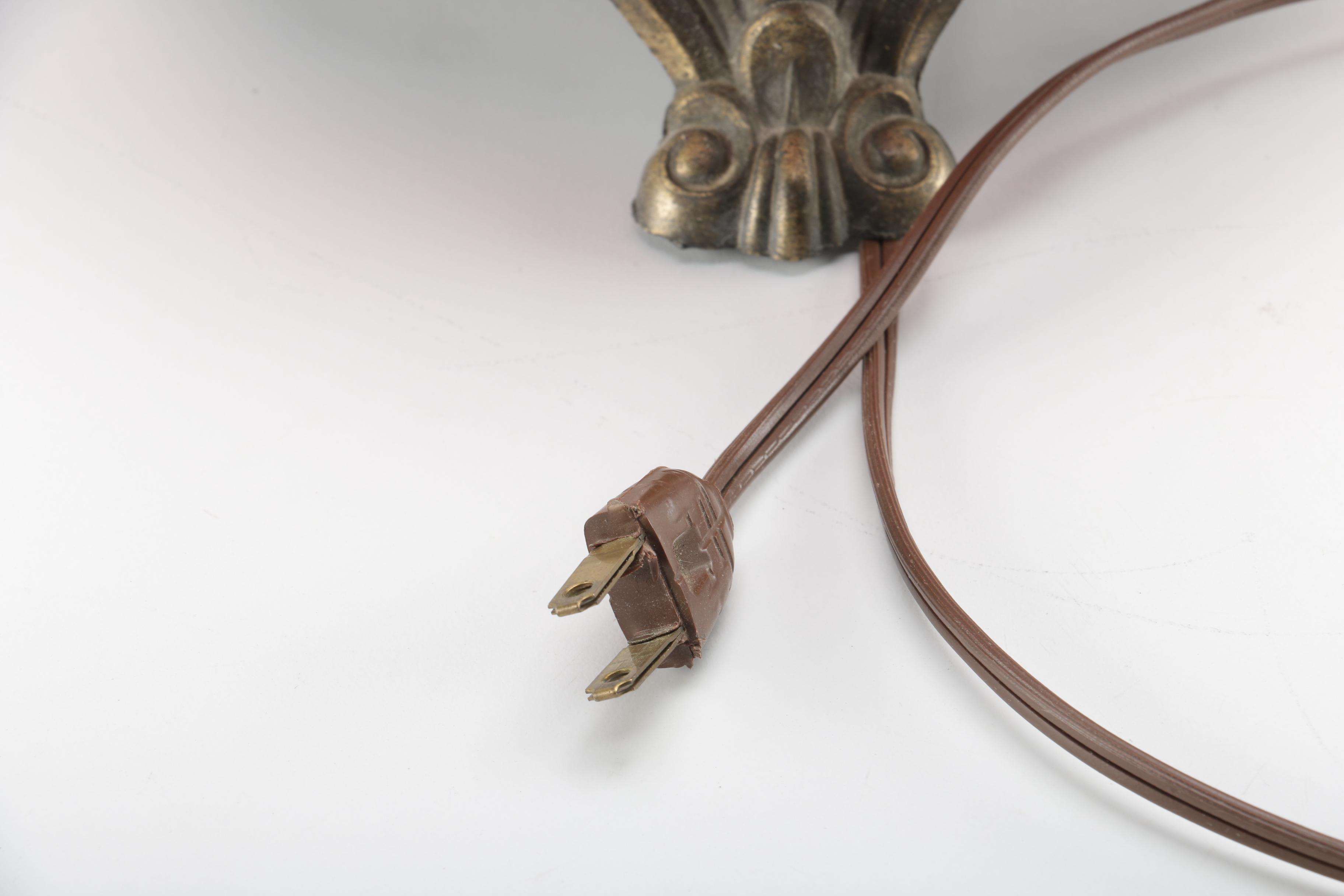 Vintage Pink Floral Glass Lamp