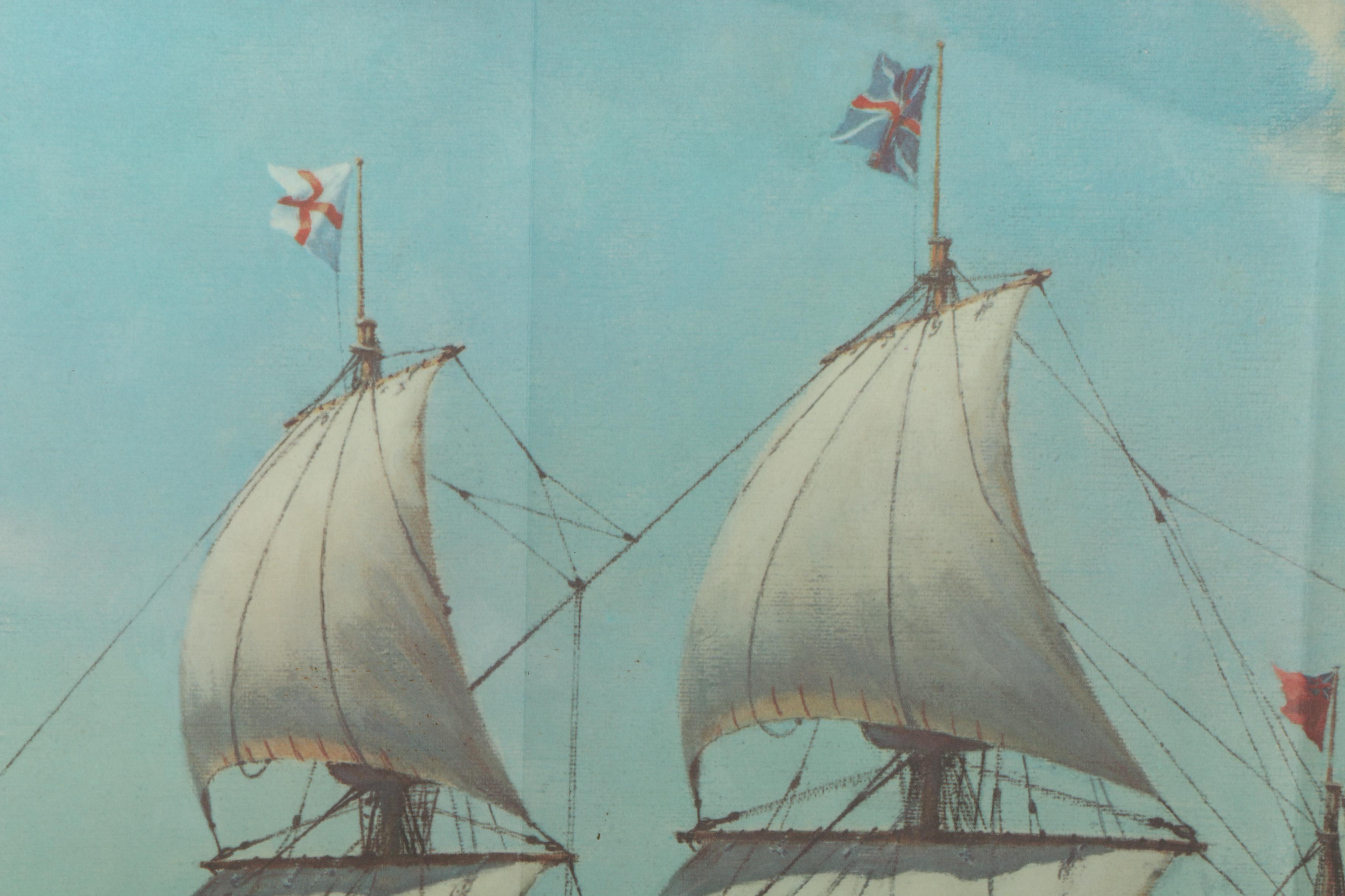 1957 Offset Lithograph Print after Harvey Garrett Smith "Mayflower II"