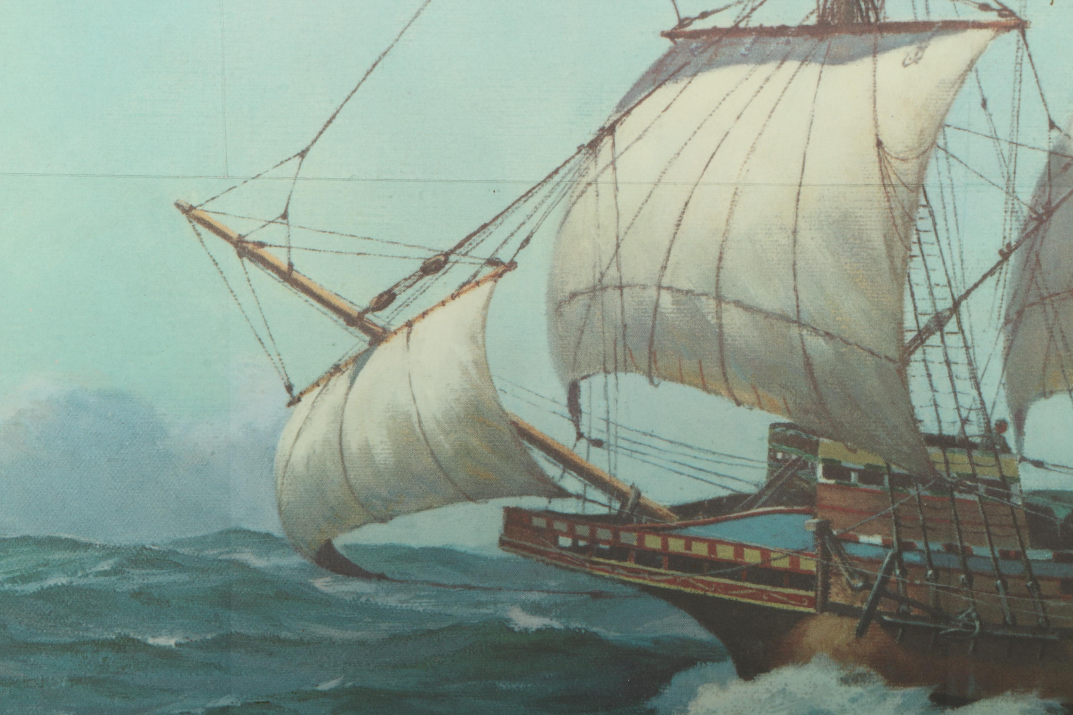 1957 Offset Lithograph Print after Harvey Garrett Smith "Mayflower II"