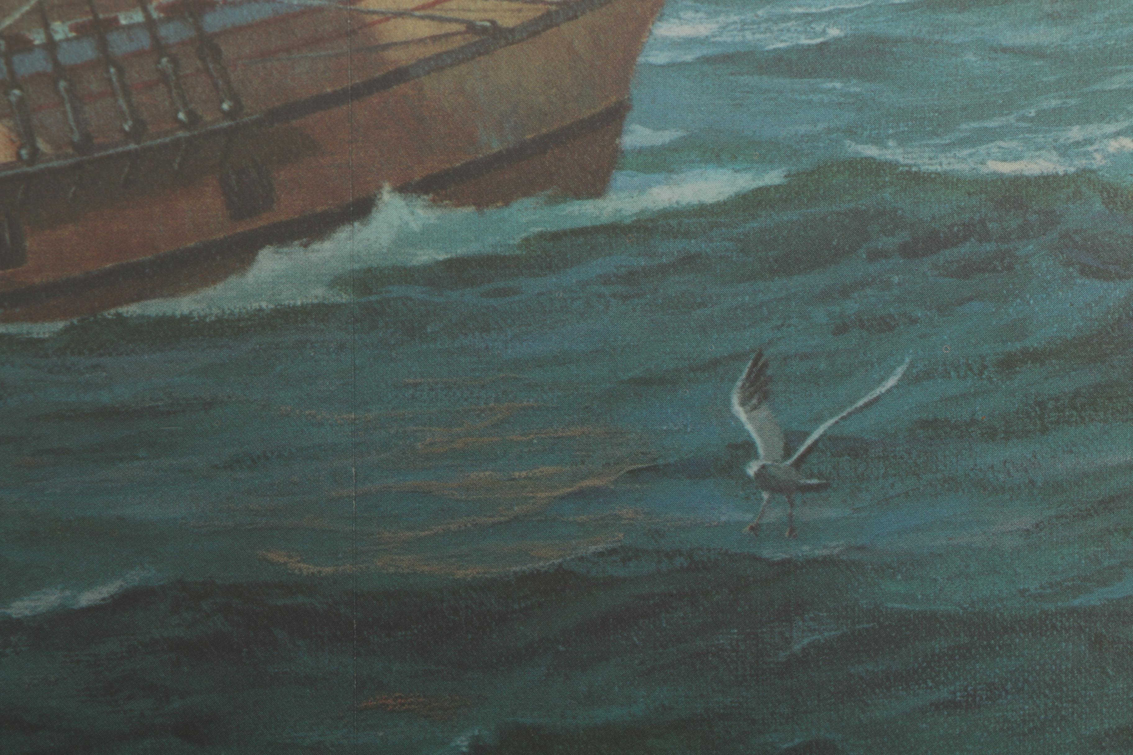 1957 Offset Lithograph Print after Harvey Garrett Smith "Mayflower II"